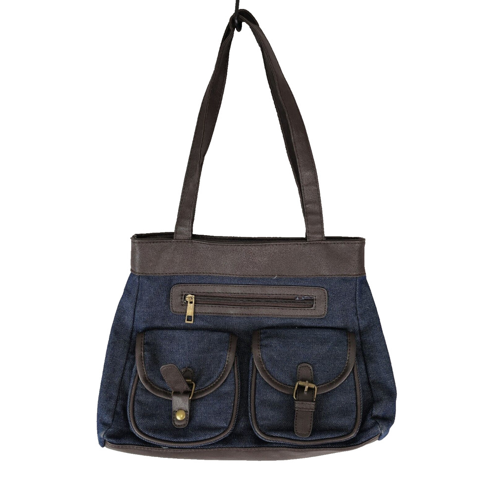 Gold Coast Blue‎ Denim Faux Leather Shoulder Bag